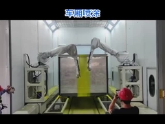 Roboty lakiernicze Techfly na wagonie z osiemnymi aksy na pięć stron